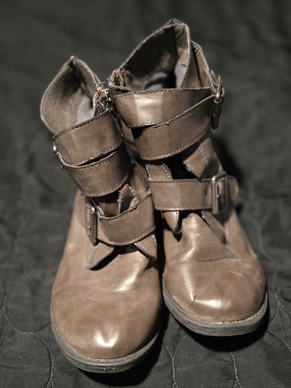 Women's Brown Leather Buckle Ankle Boots